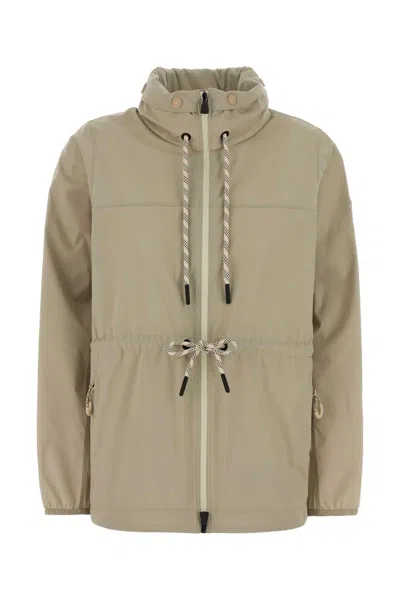 Moncler Grenoble Stretch Nylon Soulare Windbreaker Jacket For Women In Beige O Tan