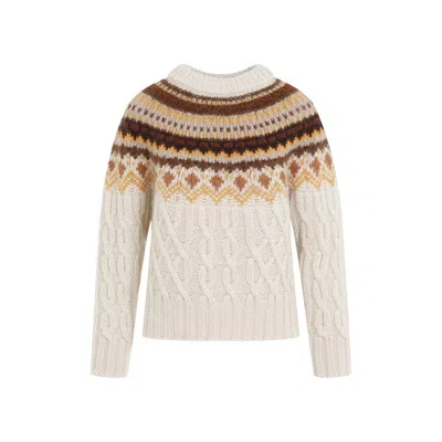 Moncler Beige Wool Pullover In Multi