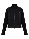 Moncler High Collar Knitted Jacket With Padded Front In Black