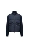 Moncler Grenoble Quilted Zip Up Cardigan In Navy Blu In Blue