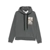 Moncler Mountain Logo Cotton Blend Hoodie In Gray
