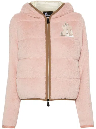 Moncler Logo-embroidered Twill-trimmed Quilted Fleece Down Jacket In Pink