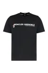 Moncler Midnight Blue Stretch Cotton T-shirt In Black