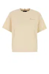 Moncler Grenoble White T-shirt With Logo Printed On The Front And Logo Patch On The Sleeve In Cotton In Yellow