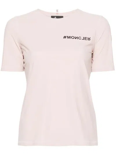 Moncler Logo-embossed Technical-jersey T-shirt In Pink