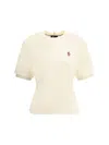 Moncler Cotton T-shirt With Ruffle And Triangle Detail In Beige