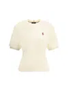 Moncler Cotton T-shirt With Ruffle And Triangle Detail In Beige