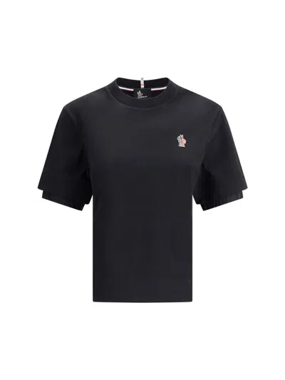 Moncler Womens  Grenoble Logo-appliqué Short-sleeve Cotton-jersey T-shirt In Black