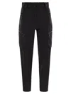 Moncler Grenoble Black Cargo Pants With Adjustable Waist In Stretch Fabric Woman In Black