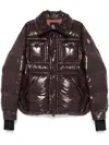 Moncler Glossy Finish Down Jacket With Quilted Design In Brown