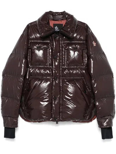 Moncler Grenoble Tecka Glossy Finish Down Jacket Clothing In Brown
