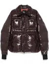 Moncler Glossy Finish Down Jacket With Quilted Design In Brown