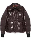 Moncler Glossy Finish Down Jacket With Quilted Design In Brown