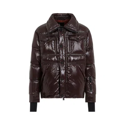 Moncler Tecka Glossy Padded Jacket In Brown