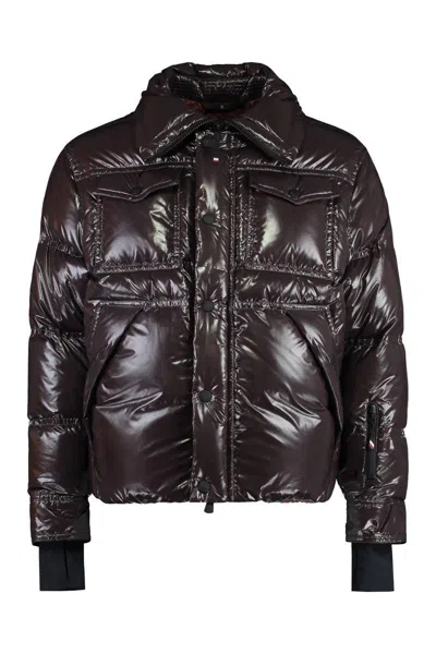Moncler High Neck Down Jacket In Brown