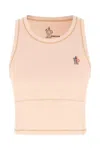 Moncler Sleeveless Round Neck Top With Contrast Stitching In Pink