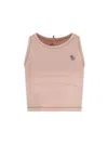 Moncler Sleeveless Crew Neck Contrast Stitching In Pink