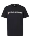 Moncler Midnight Blue Stretch Cotton T-shirt In Black