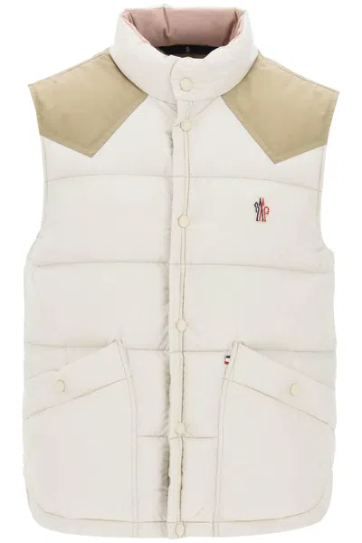 Moncler Veny Down Vest Multicolor In Beige,neutro