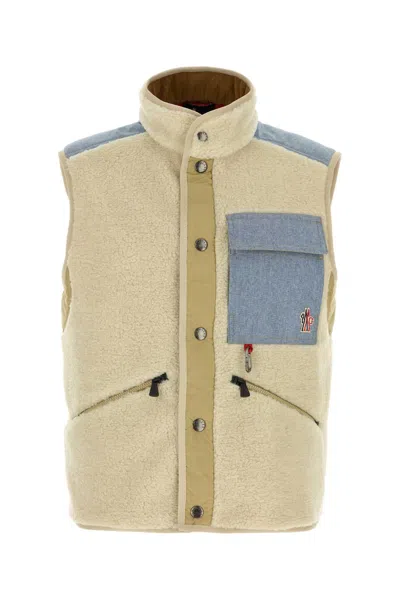 Moncler Grenoble Light Beige Acrylic Gilet In Neutral