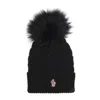 Moncler Virgin Wool Beanie W/ Pompom In Black
