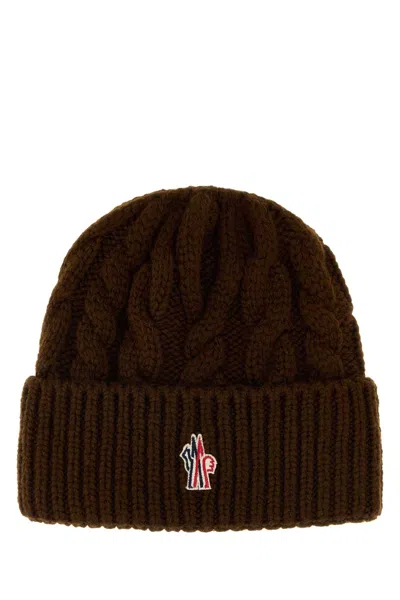 Moncler Grenoble Virgin Wool Knit Hat In Red