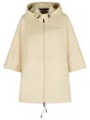 Moncler 'vorassay' Nylon Cape Featuring Drawstring Waist In Neutrals