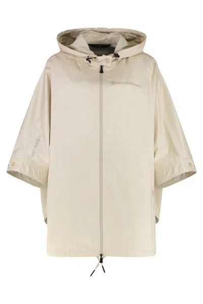 Moncler Grenoble Vorassy Technical Fabric Cape In Neutral