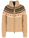 Moncler Grenoble 'wagrain' Beige Wool Blend Down Jacket Women In Beige