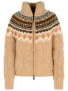 Moncler Grenoble 'wagrain' Beige Wool Blend Down Jacket Women In Beige