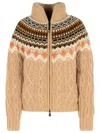 Moncler Grenoble 'wagrain' Beige Wool Blend Down Jacket Women In Cream