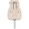 Moncler Teddy Hooded Vest In Beige