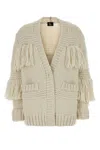 Moncler Grenoble Ivory Crochet Oversize Cardigan In Neutral