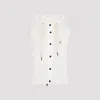 Moncler Hooded Sleeveless Faux Fur Jacket With Drawstring In White