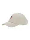 Moncler Grenoble White Baseball Cap With Logo Patch On The Front In Cotton Woman In White