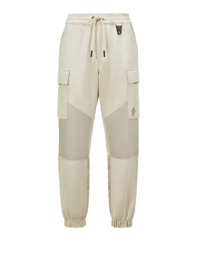 Moncler Grenoble White Cotton Clothing Trousers In Neutral