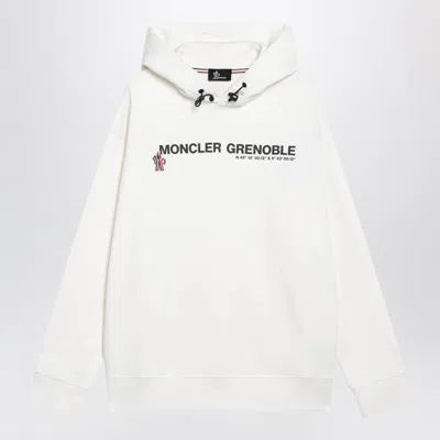 Moncler Grenoble White Cotton Hooded Sweatshirt With Coordinates