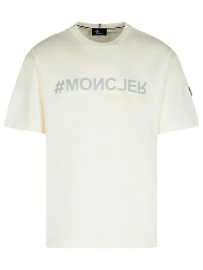Moncler Grenoble White Cotton T-shirt Men In Neutral