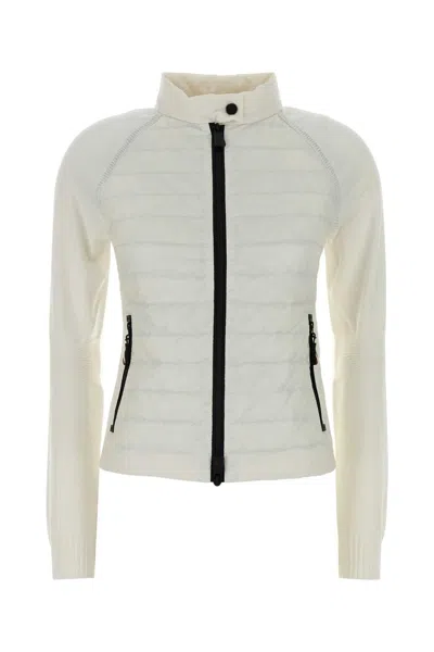 Moncler High Neck Cardigan Jacket Quilted Front In White