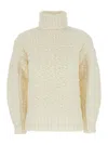 Moncler Grenoble White Turtleneck Sweater With Logo Patch In Virgin Wool Blend Woman In Multicolor