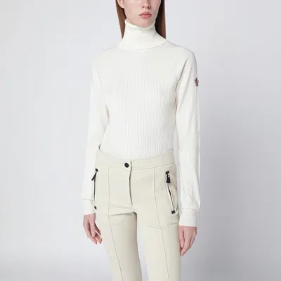 Moncler White Wool-blend Turtleneck Sweater