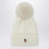 Moncler White Wool Hat With Pom Pom In White