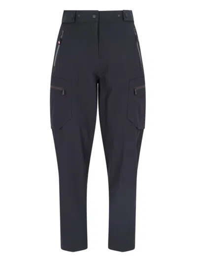 Moncler Grenoble Wide Multi-pocket Trousers In Black Stretch Nylon