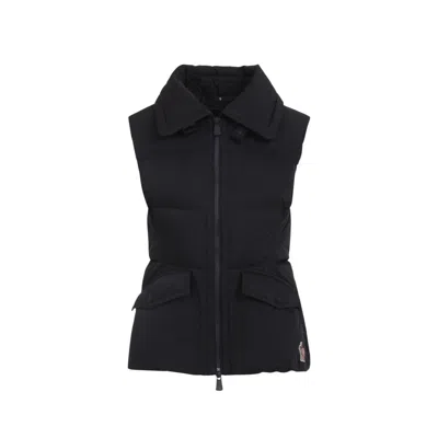 Moncler Padded High Collar Vest With Flap Pockets In Black