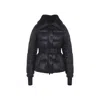 Moncler Puffer Jacket With Belted Waist And High Collar In Blue