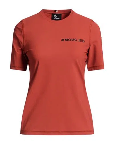 Moncler Grenoble Woman T-shirt Rust Size S Polyamide, Elastane In Red