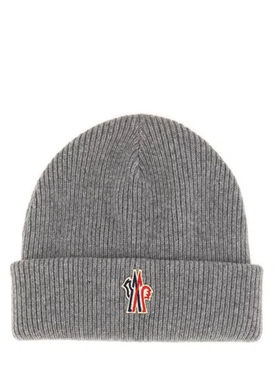 Moncler Grenoble Women Beanie Hat With Logo In Green