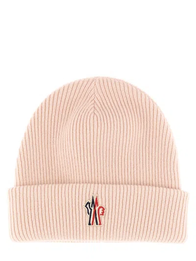 Moncler Grenoble Women Beanie Hat With Logo In Pink