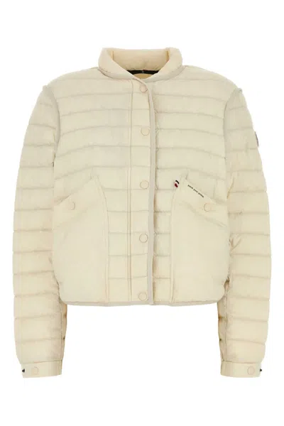 Moncler Ivory Nylon Madulain Down Jacket In Beige