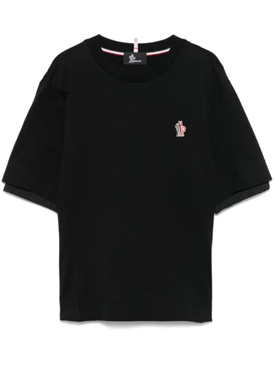 Moncler Grenoble Women Logo Cotton T-shirt In Black